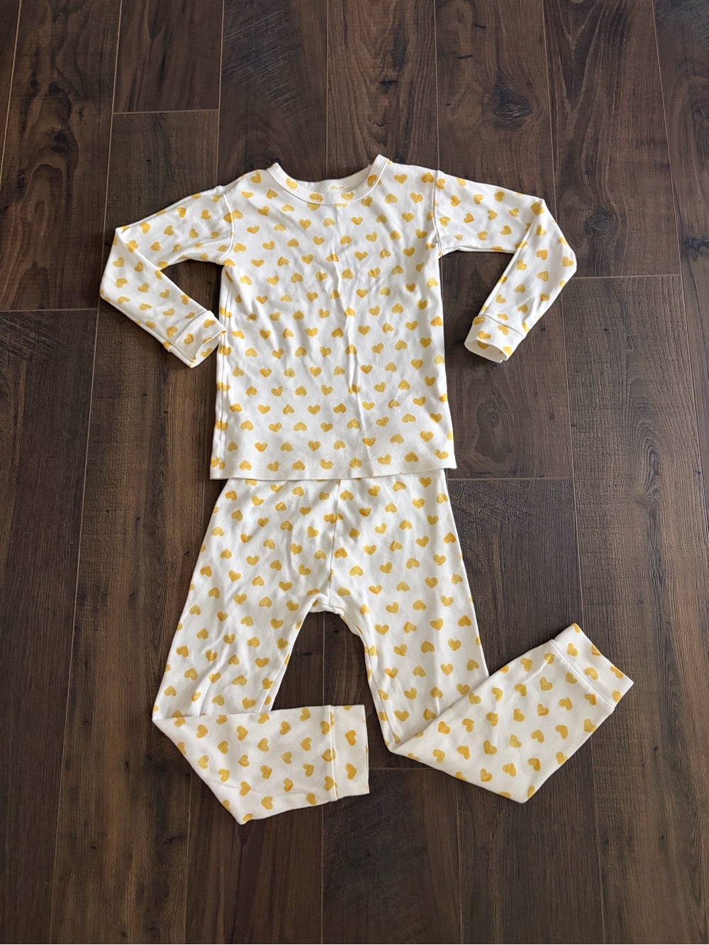 GAP White Pajama Set with Yellow Heart Print